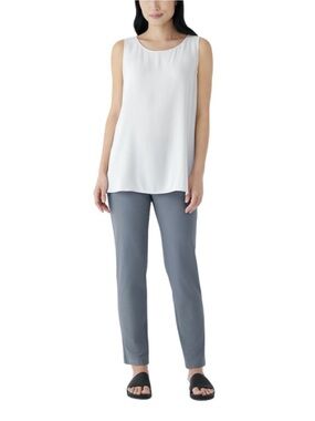 Eileen Fisher Stretch Crepe Slim Pant in Pewter